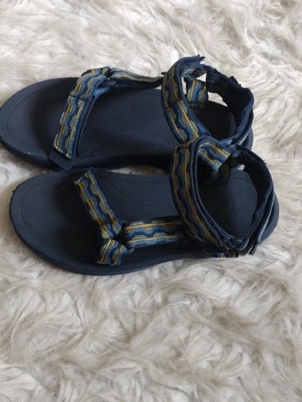 Teva Kids' Strappy Sandals in Navy with Blue & Yellow Accents